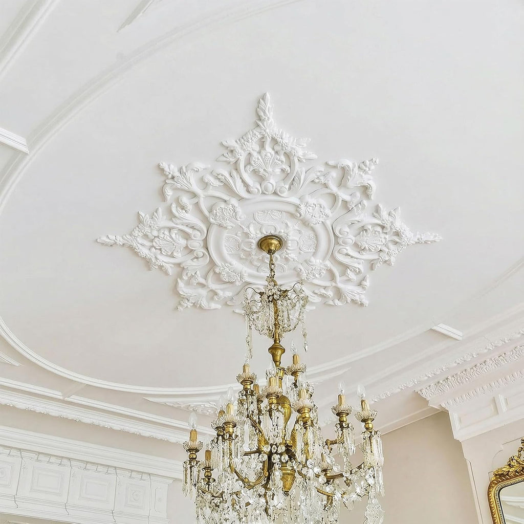47.24 Inch Large Ceiling Medallion for Light Fixtures, 47.24"OD x 3.15"ID, Thermoformed Classic PVC Design Primed