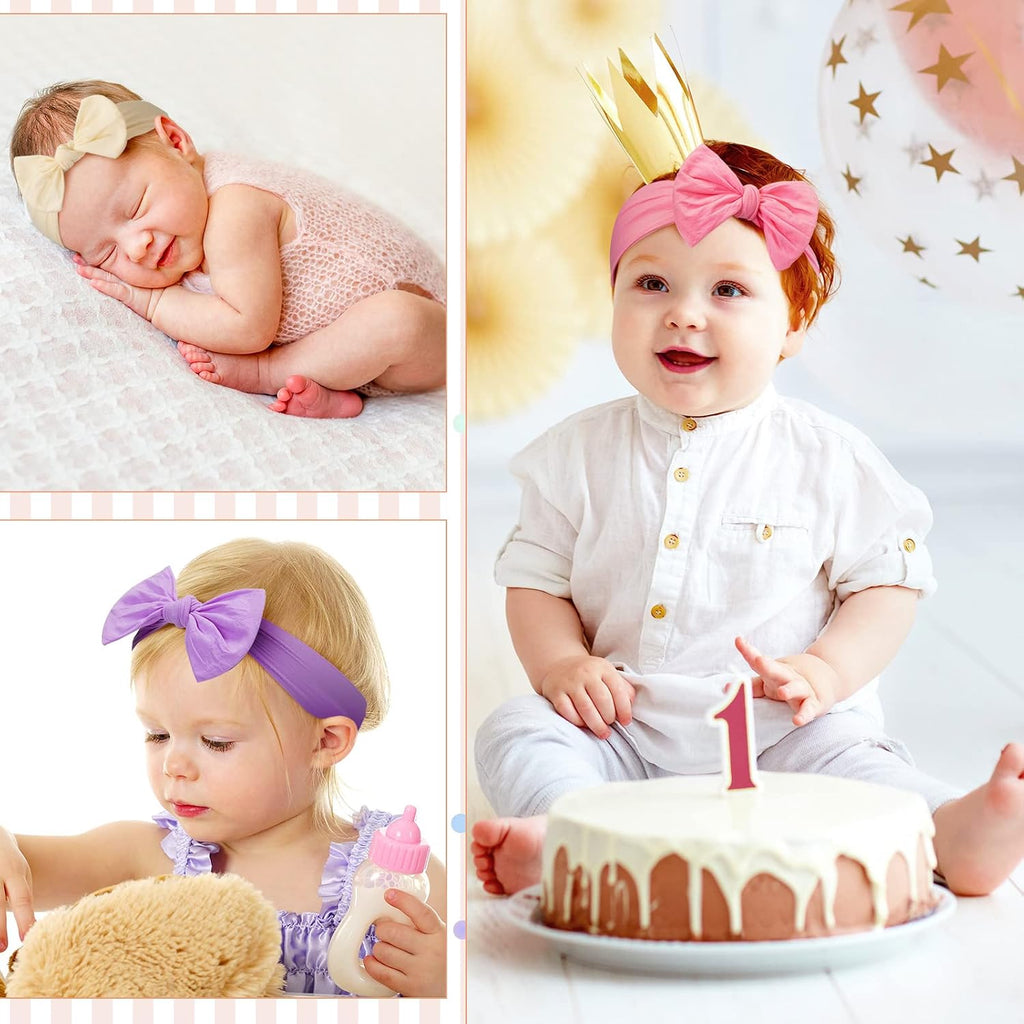 42 Pcs Baby Bows Nylon Headbands for Baby Girls Knotted