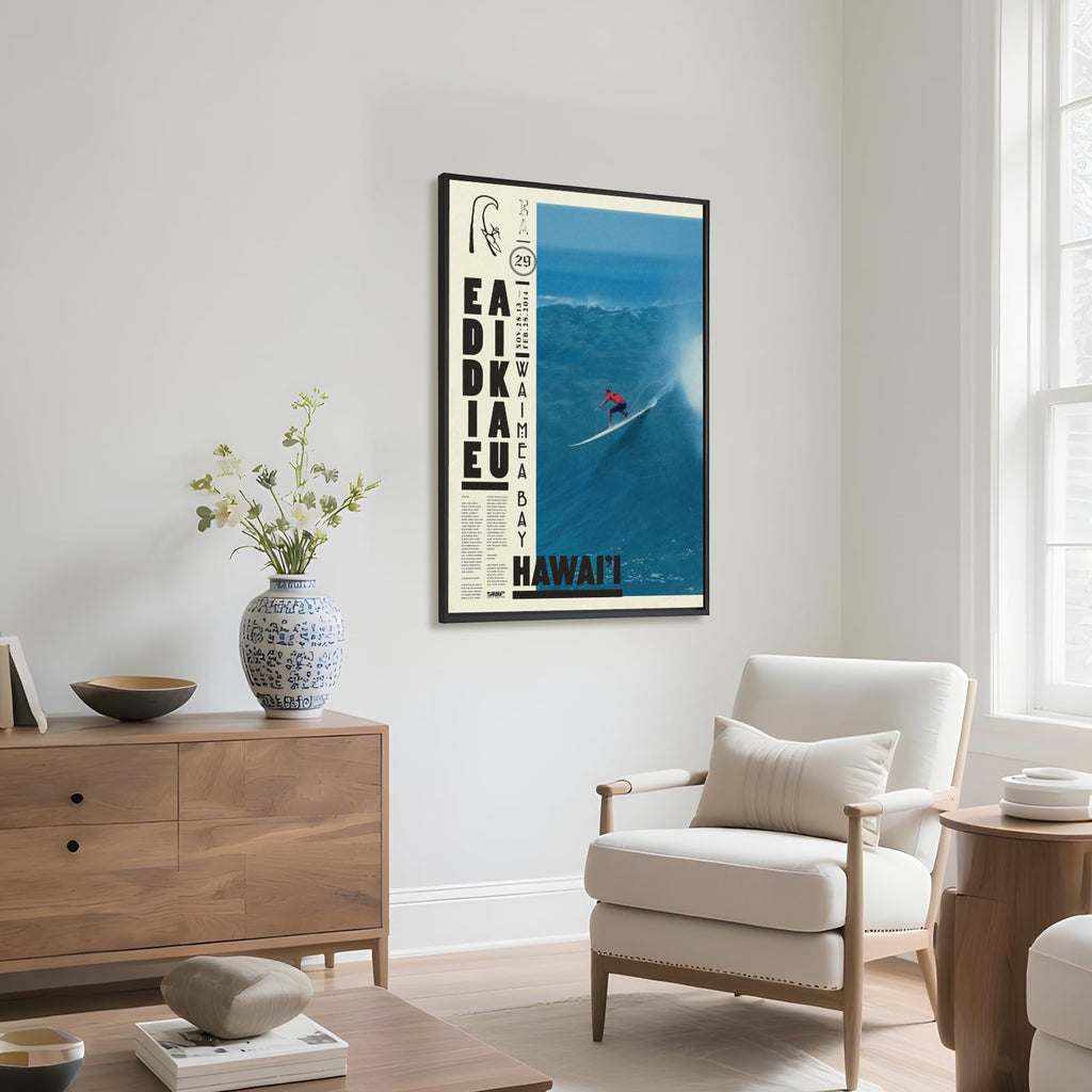 Black Framed Vintage Surfing Wall Art Retro Hawaii Surf Poster Pro Contest Big Wave Rider Canvas Painting Prints