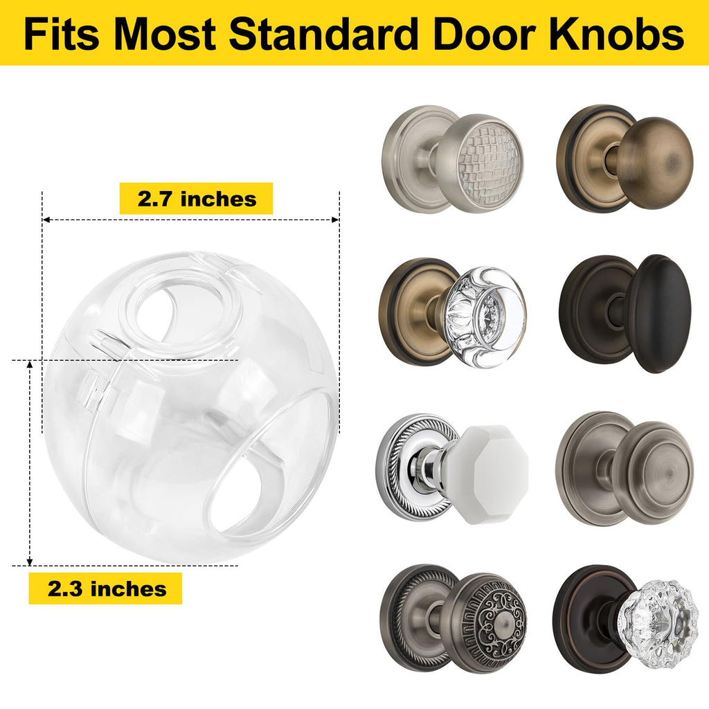 Clear Door Knob Safety Cover for Kids, 4 Pack Child Proof Door Knob Covers
