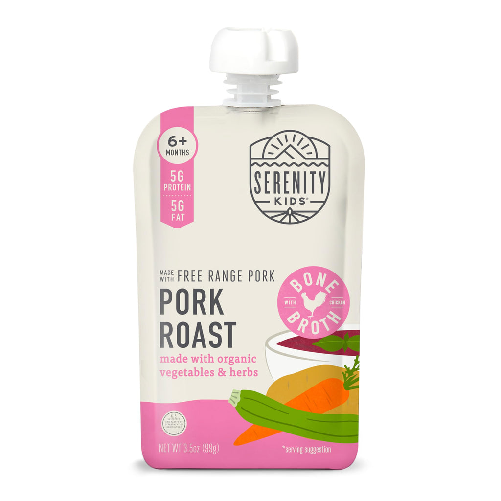 Pork Baby Food Pouch, 5g Protein, Bone Broth, 3.5 Oz, 12 Pack