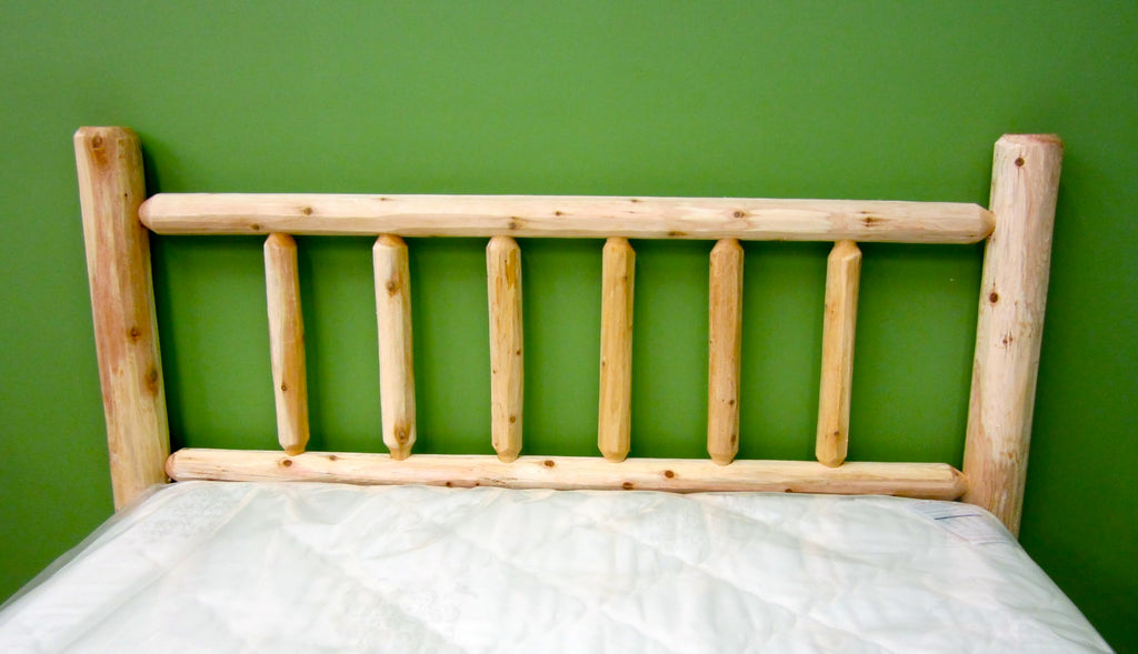 Log Headboard, Full Size - Unfinished Natural Beige, Solid White Cedar Wood, Heavy Duty, Amish Handcrafted in USA