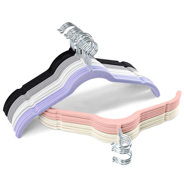 Velvet Hangers 30 Pack, Non-Slip Slim Felt Hangers Multicolor