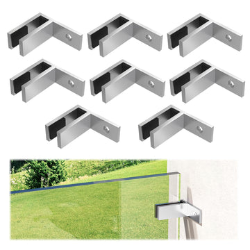 8 Pack Railing Wall to Glass Clamp, Stainless Steel T304 Glass Clips