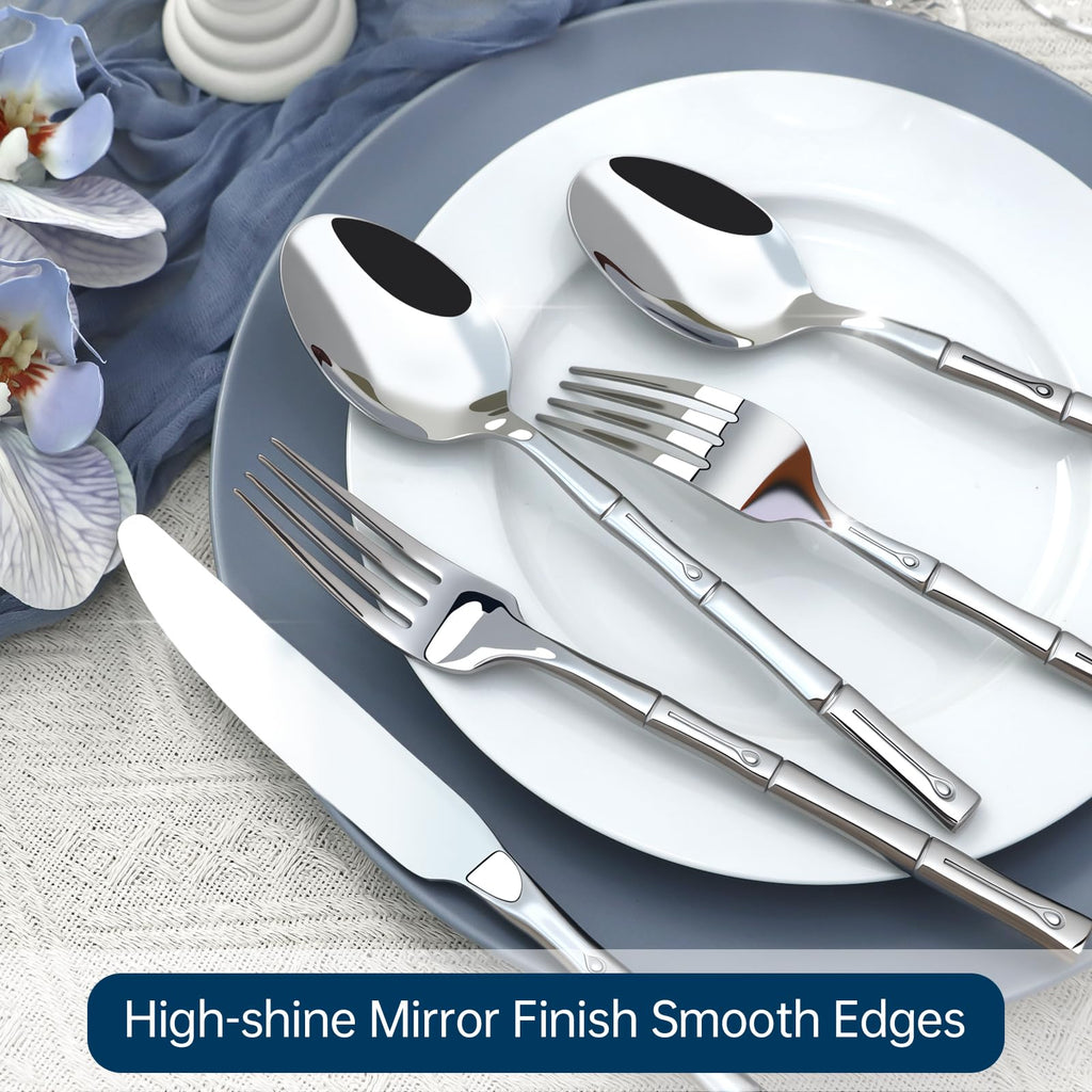 Silverware Set 40-Piece Bamboo Pattern Service for 8
