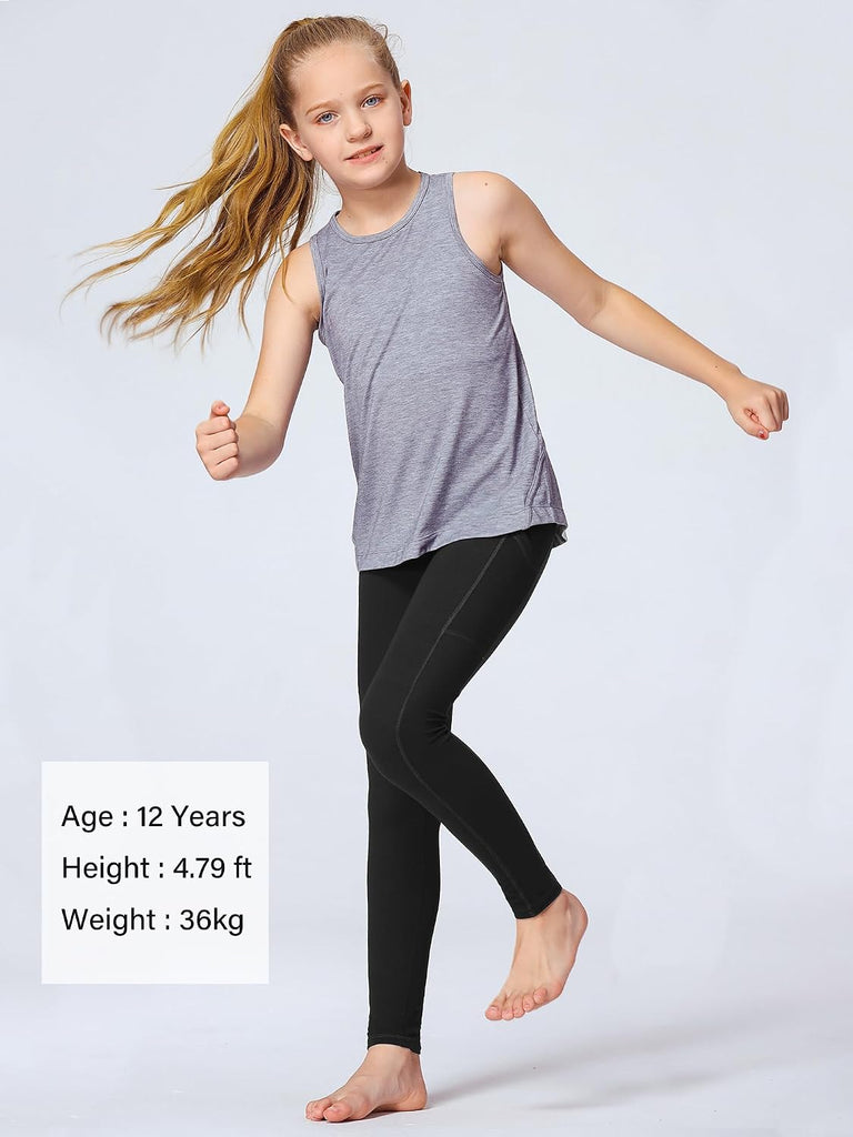 Girls Leggings with Pockets Kids Dance Yoga Running Athletic Pants
