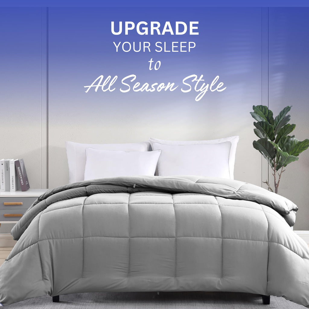 Quilted Comforter Queen Size - Super Soft Duvet Insert with 8 Tabs - Fluffy, Comfy & Cozy All Season Queen Bedding
