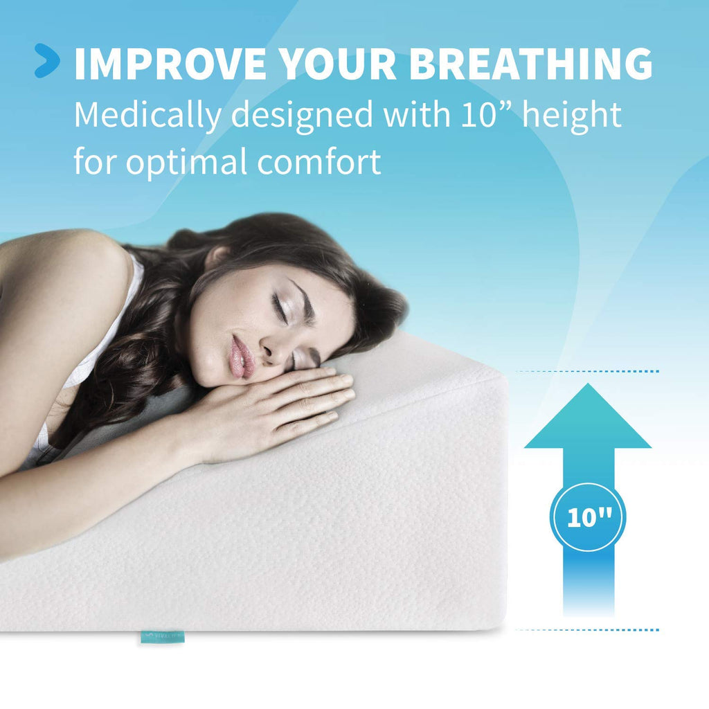 Bed Wedge Pillow Gel Memory Foam Top - Cooling Elevated Support Cushion for Lower Back Pain, Acid Reflux, Heartburn
