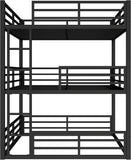 Heavy Duty Triple Bunk Bed, Queen Over Full XL Over Queen 3 Bunk Beds with Ladders