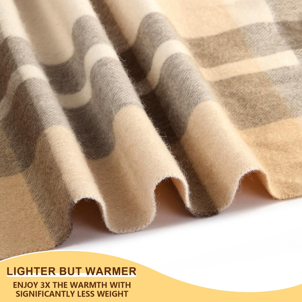 100% Wool Throw Blanket, Super Soft Lightweight Blanket for Couch