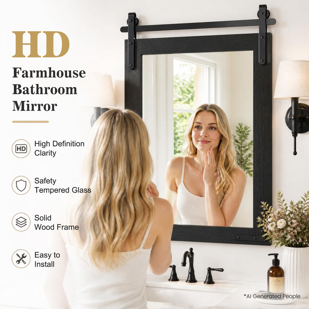 Farmhouse Mirror 18"x26" Black