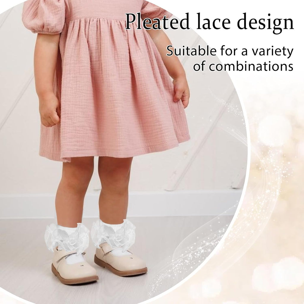 Double Lace Turn Cuff Frilly Church Dress Socks