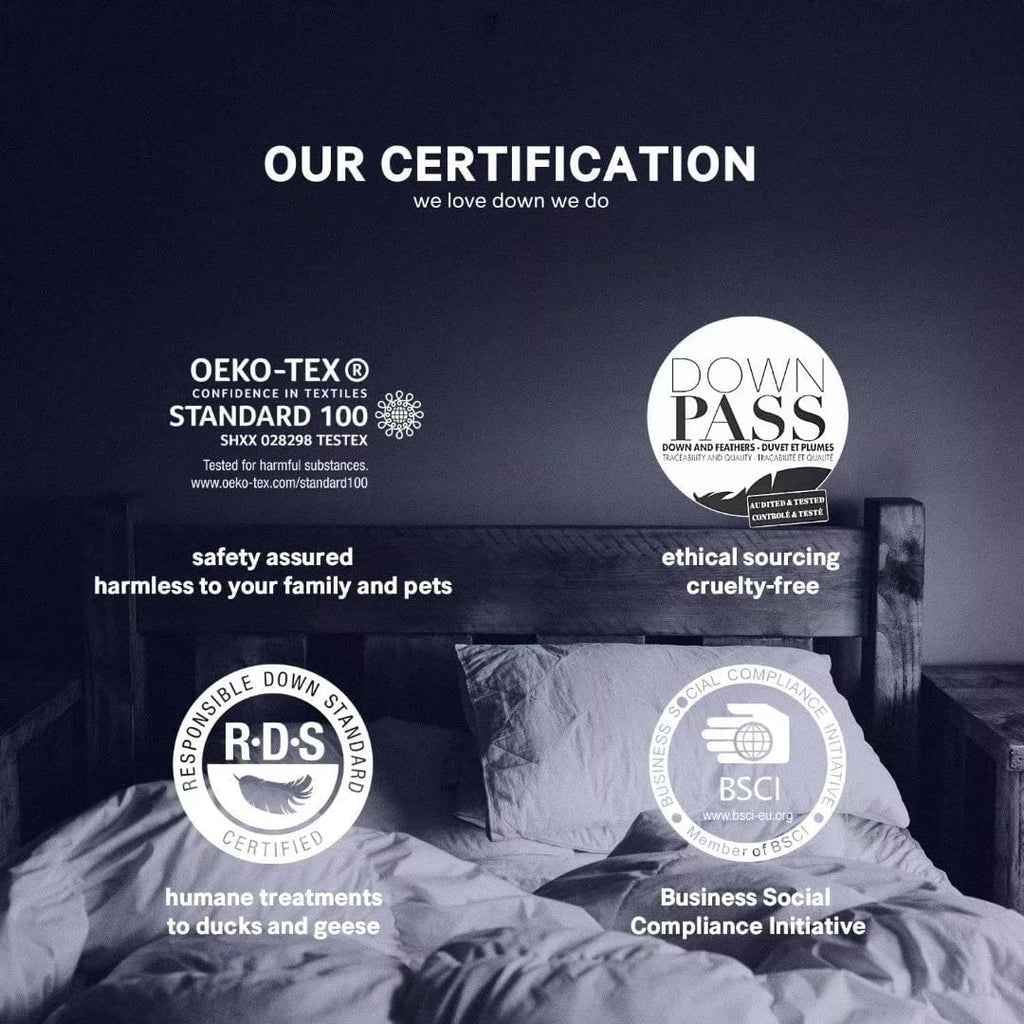 Fusion White Goose Down Comforter Queen Size, Heavy Weight Duvet Insert for Winter 50 Ounce, All Cotton Shell, with