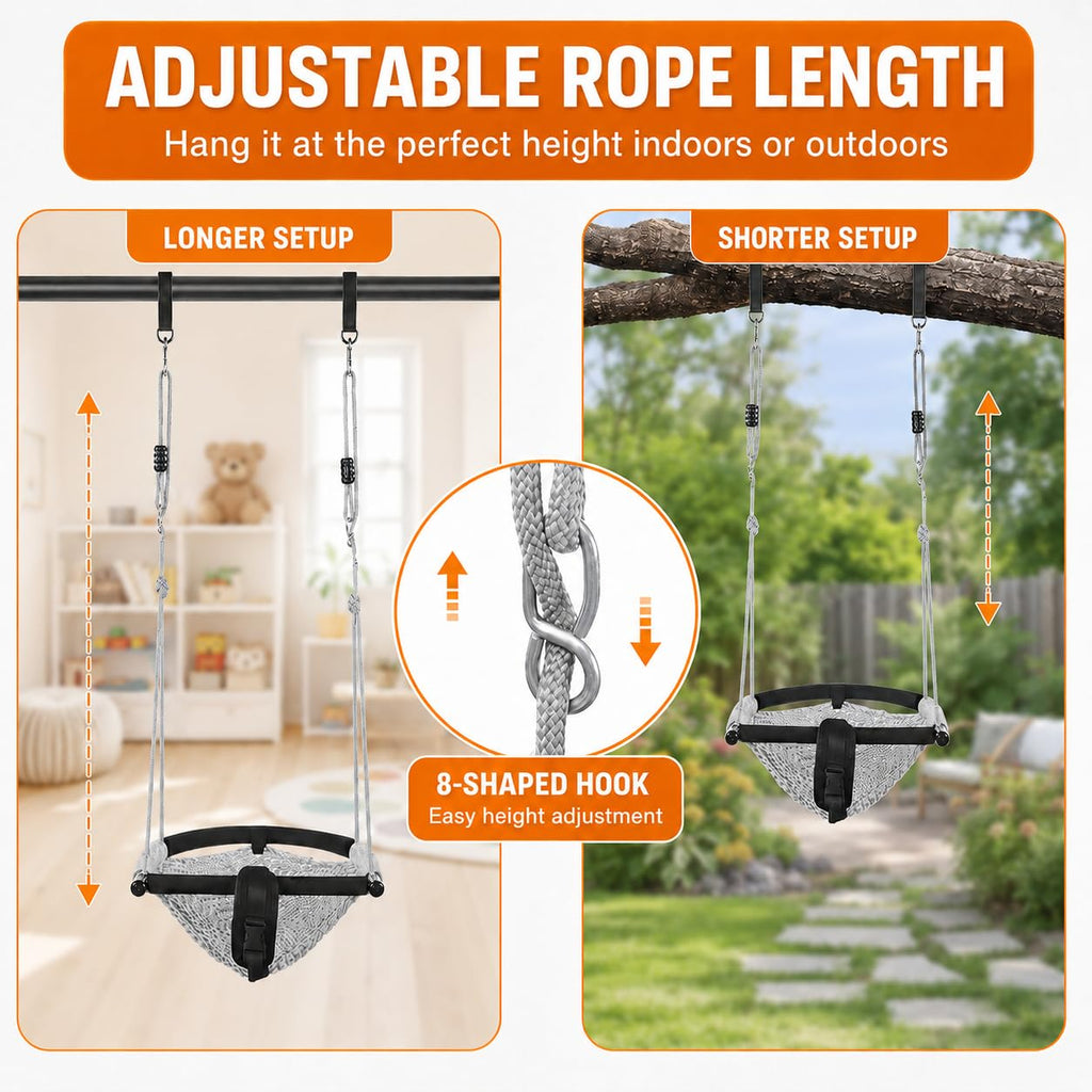 Kids Swing Seats Indoor Hand-Made Net Swing with Adjustable Rope Tree Swings for Kid Child Backyard Playground Swings