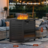 Fire Pit Propane Gas FirePit Table 43" Outdoor Fire Pit Rectangular Tabletop with Lid, Rain Cover, for Outside Garden Backyard Deck Patio - Image 6