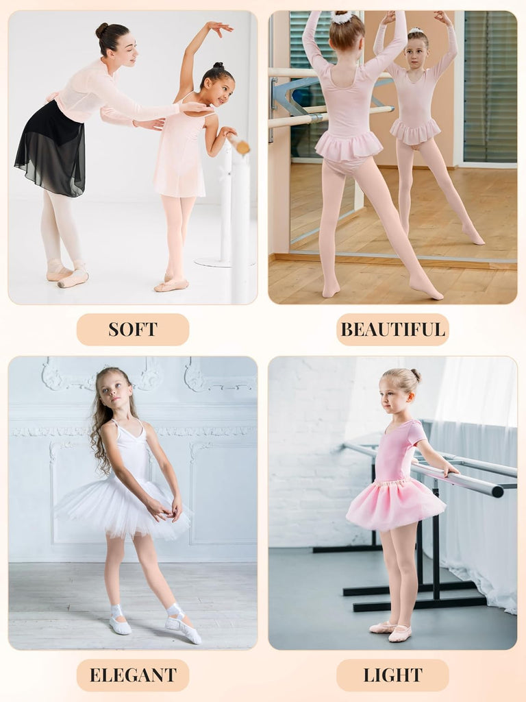 4 Pairs Ballet Tights for Girls Ultra Soft Dance Tights Toddler Dance Stockings for Ballet
