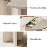 Extendable Dining Room Table for 4-6, Modern Kitchen Oval Dining Table with Large Storage, Round Expandable Kitchen