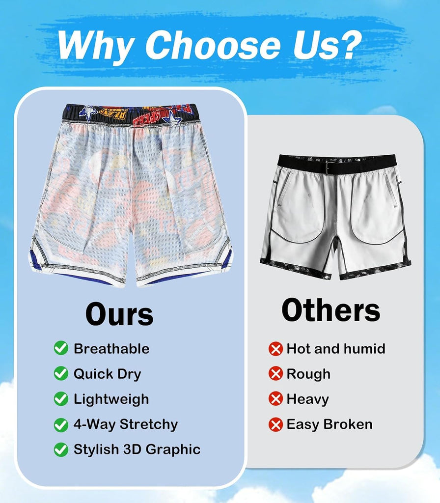 Boys Athletic Shorts Breathable Quick Dry Mesh Basketball Shorts