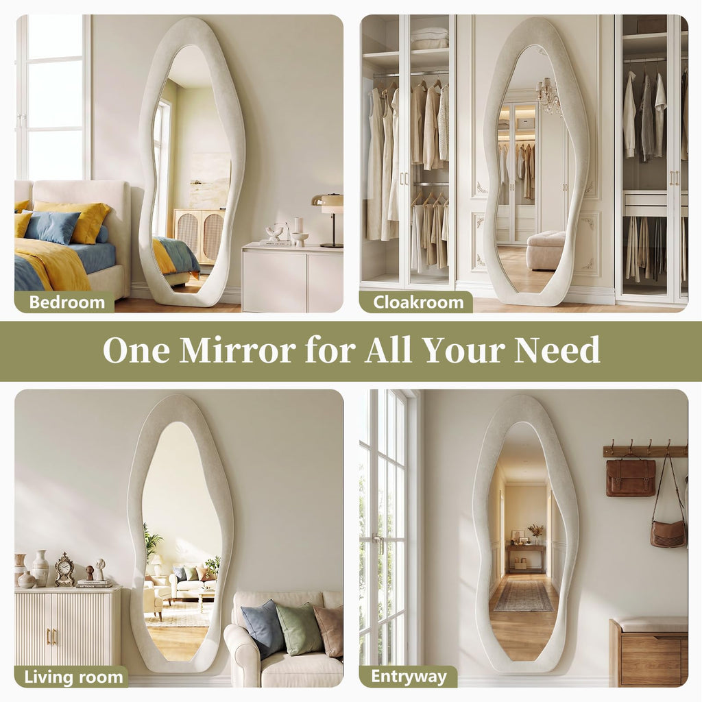 Full Length Mirror 63"x24", Irregular Flannel Floor Mirrors