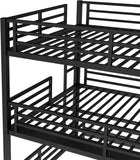 Heavy Duty Triple Bunk Bed, Queen Over Full XL Over Queen 3 Bunk Beds with Ladders