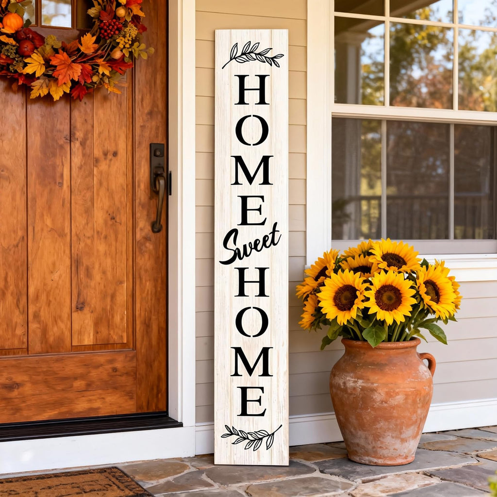 Farmhouse Wooden Welcome Sign Stand for Front Door, 47" Large Home Sweet Home Welcome Sign for front porch, Rustic