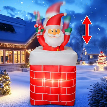 6 FT Christmas Inflatables Santa Claus Up and Down Chimney Decoration