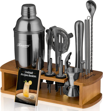 Cocktail Shaker Set Bartender Kit with Stand | Bar Set Drink Mixer Set with All Essential Bar Accessory Tools: - Set of 15