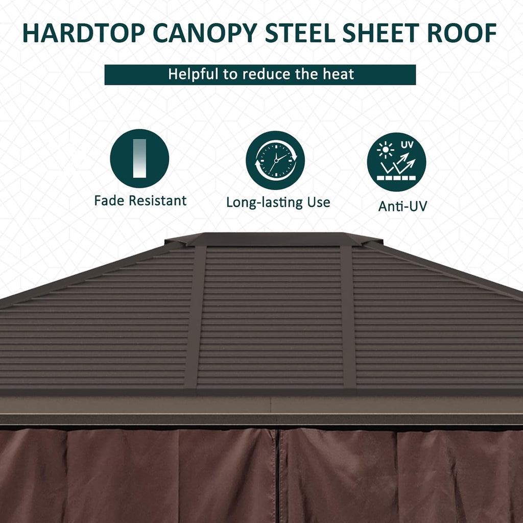 10' x 12' Hardtop Gazebo with Curtains and Netting