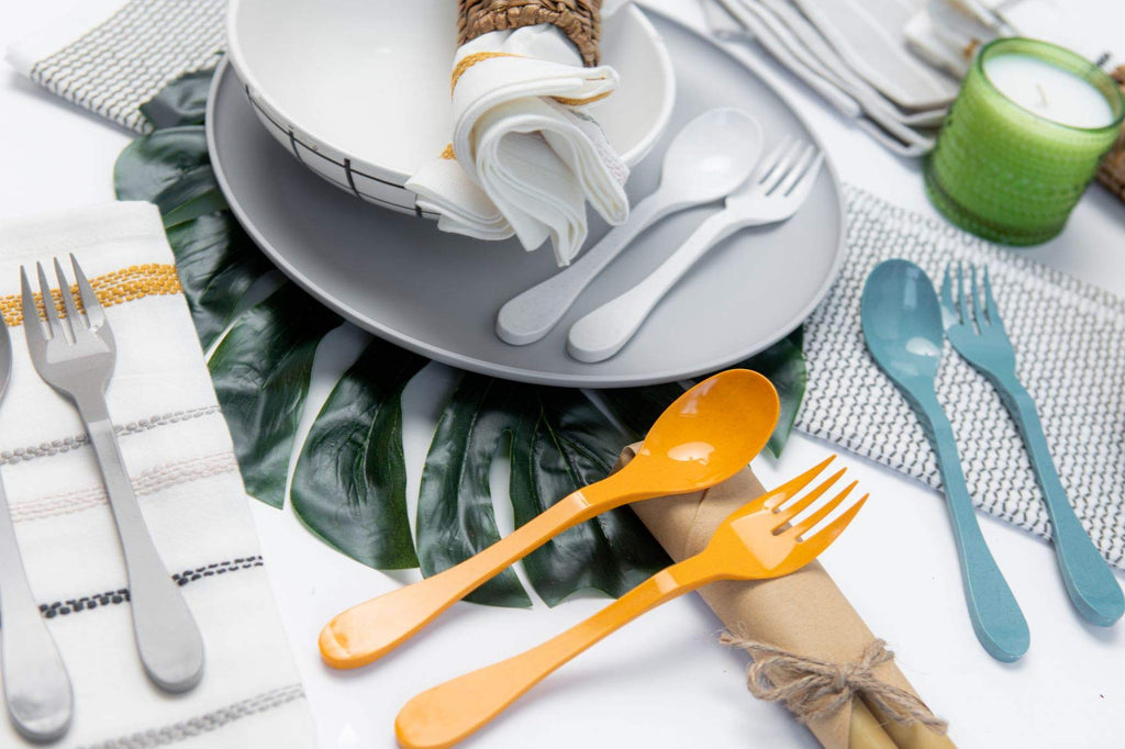 Eco Plant Based 24 Pack Reusable Bamboo Flatware Set (MULTI)