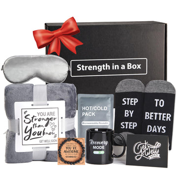 Get Well Soon Gifts for Men - Care Package with Plush Blanket, Mug, Socks, and so on - Get Well Basket for Men Dad