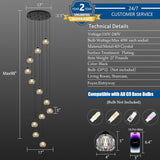 Crystal Chandeliers for Staircases, 12-Light Black Modern Chandeliers for High Ceilings_Crystal Pendant Light Fixture for Living Room Kitchen Island Foyer Hallway Bar A116-B0F7PYNQVH