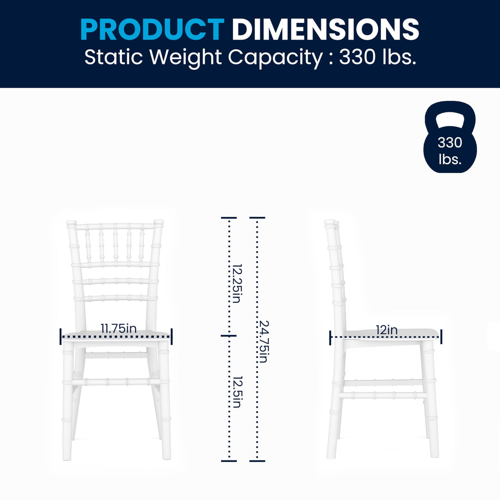 Child Size White Chiavari Chair - Durable Resin Kids Chair for Weddings, Parties & Everyday Use