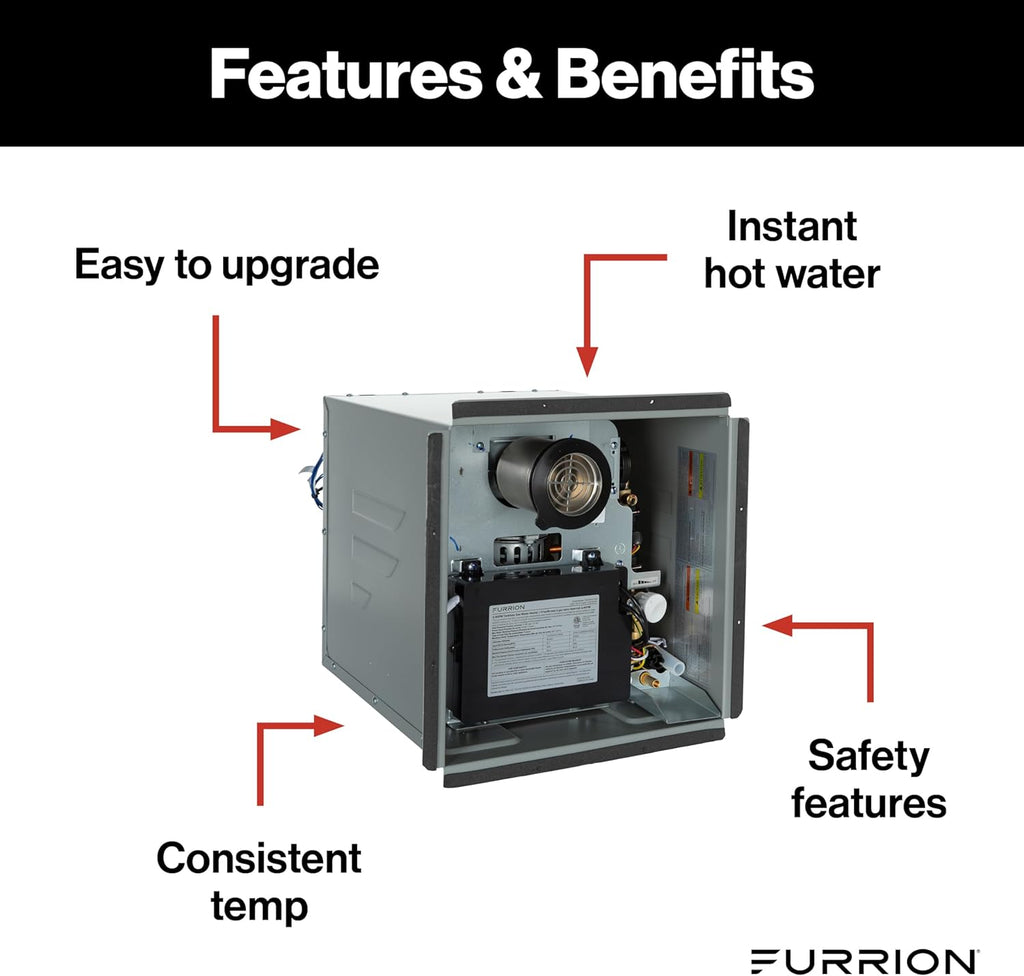 Tankless Gas Water Heater, White, 2.4 GPM, 60, 000 BTU, Antifreeze Protection, Propane w/Electric Ignition