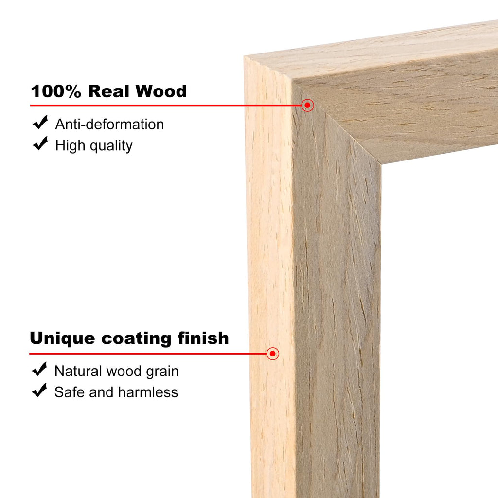 5x7 Picture Frame Natural, Solid Wood Frames with Acrylic Plexiglass for Pictures 3.5x5/4x6 with Mat or 5x7 without