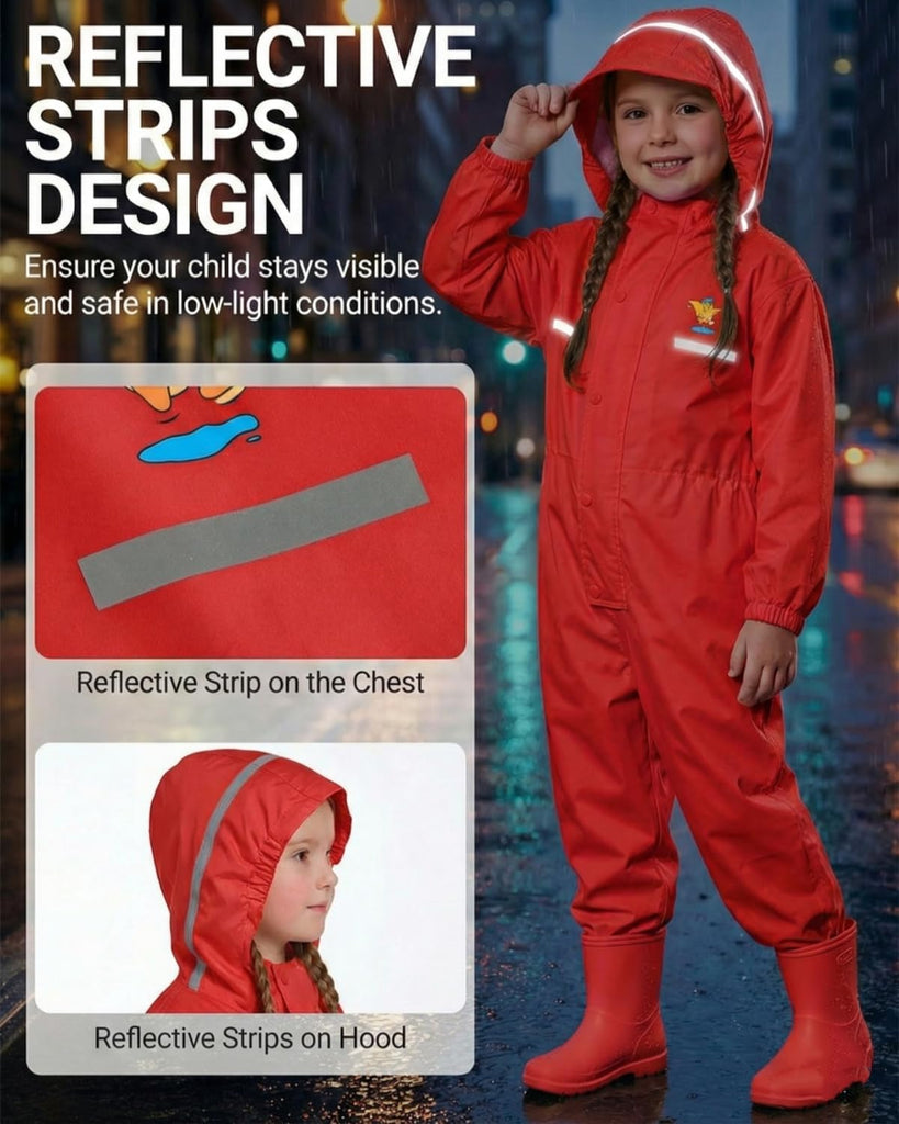 Kids Toddler One Piece Rain Suit, Muddy Buddy Style Coverall for Daycare Outdoor Play