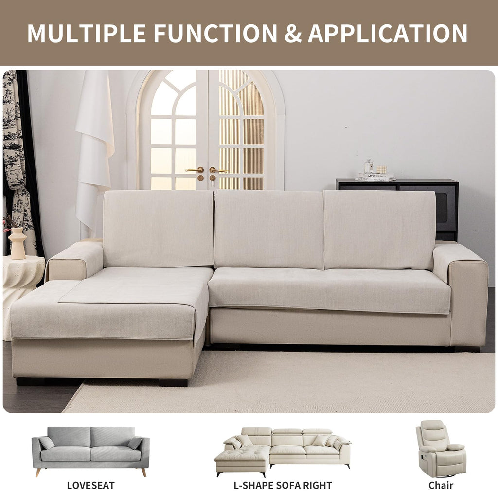 Chenille Sectional Sofa Couch Covers, Herringbone Couch Sofa Covers Washable for Dogs, Funny Fuzzy Couch Covers for