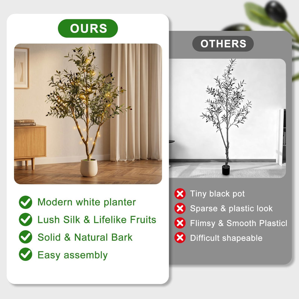5FT Olive Trees Artificial Indoor with Lights, Realistic Faux Olive Plant