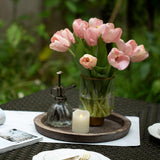 Farmhouse Wooden Candle Tray - 11 Inch Round Decorative Trays for Coffee Table Dining Centerpiece Kitchen Counter