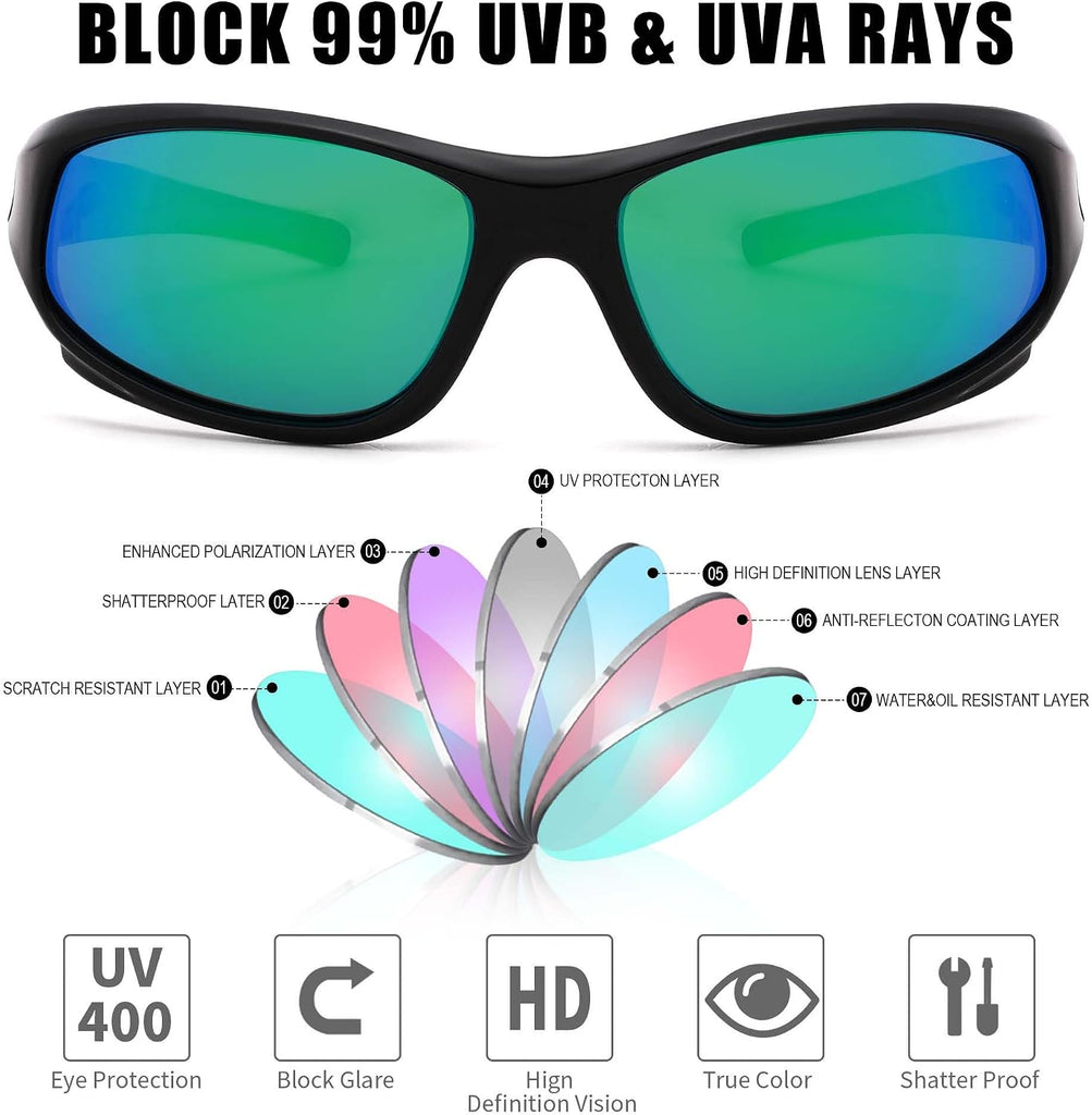 Kids Sunglasses for Boys Girls, Polarized Sports Youth Sunglasses with Strap for Kids Ages Color