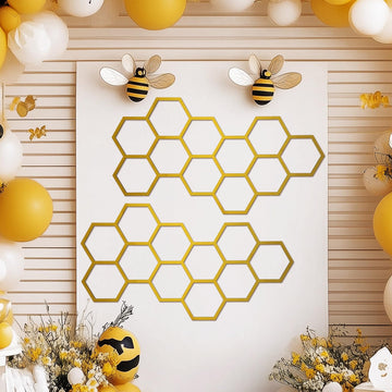 2 Pcs 22 x 12 Inch Large Wood Honeycomb Decoration Honeycomb Wall Decor Wood Hexagon Decor Bee Wall Hanging
