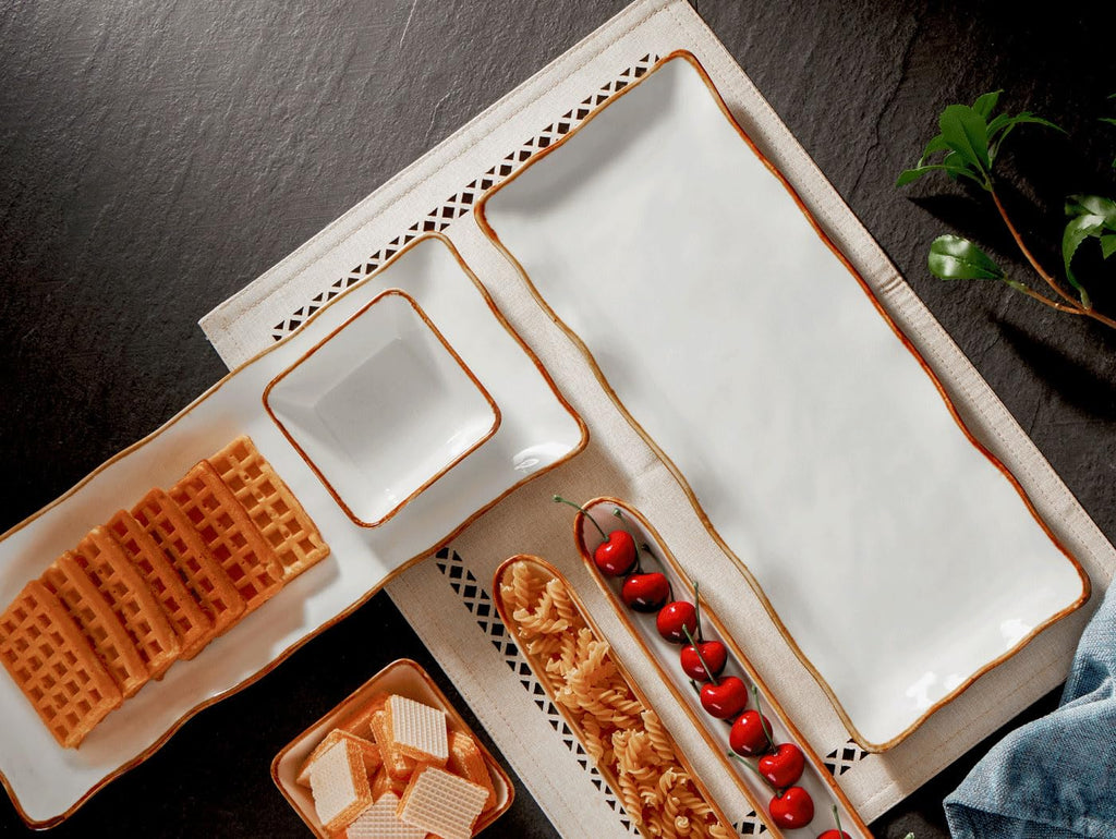 Large Serving Platters, 15 inch Serving Plates Set of 2, Ceramic Platters for Serving Food, Oven Safe Serving Trays