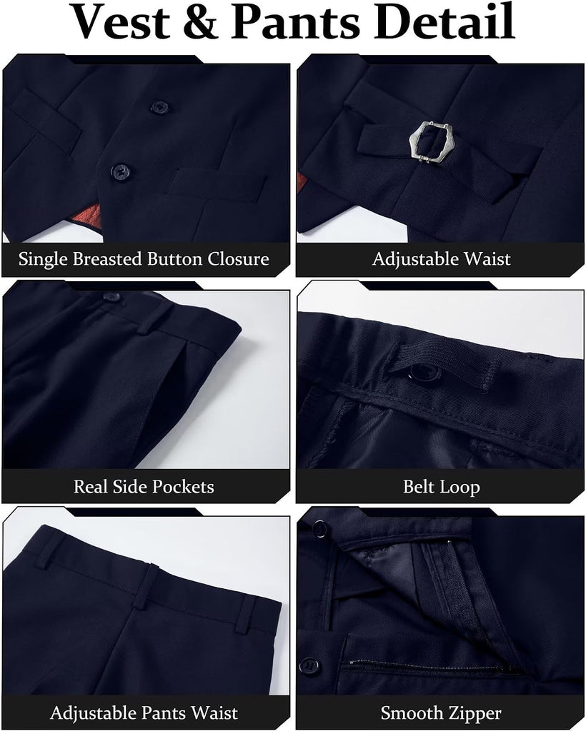 Boys Suit 4 Pieces Slim Fit Set Suits Kids Formal Wedding Tuxedo Outfit