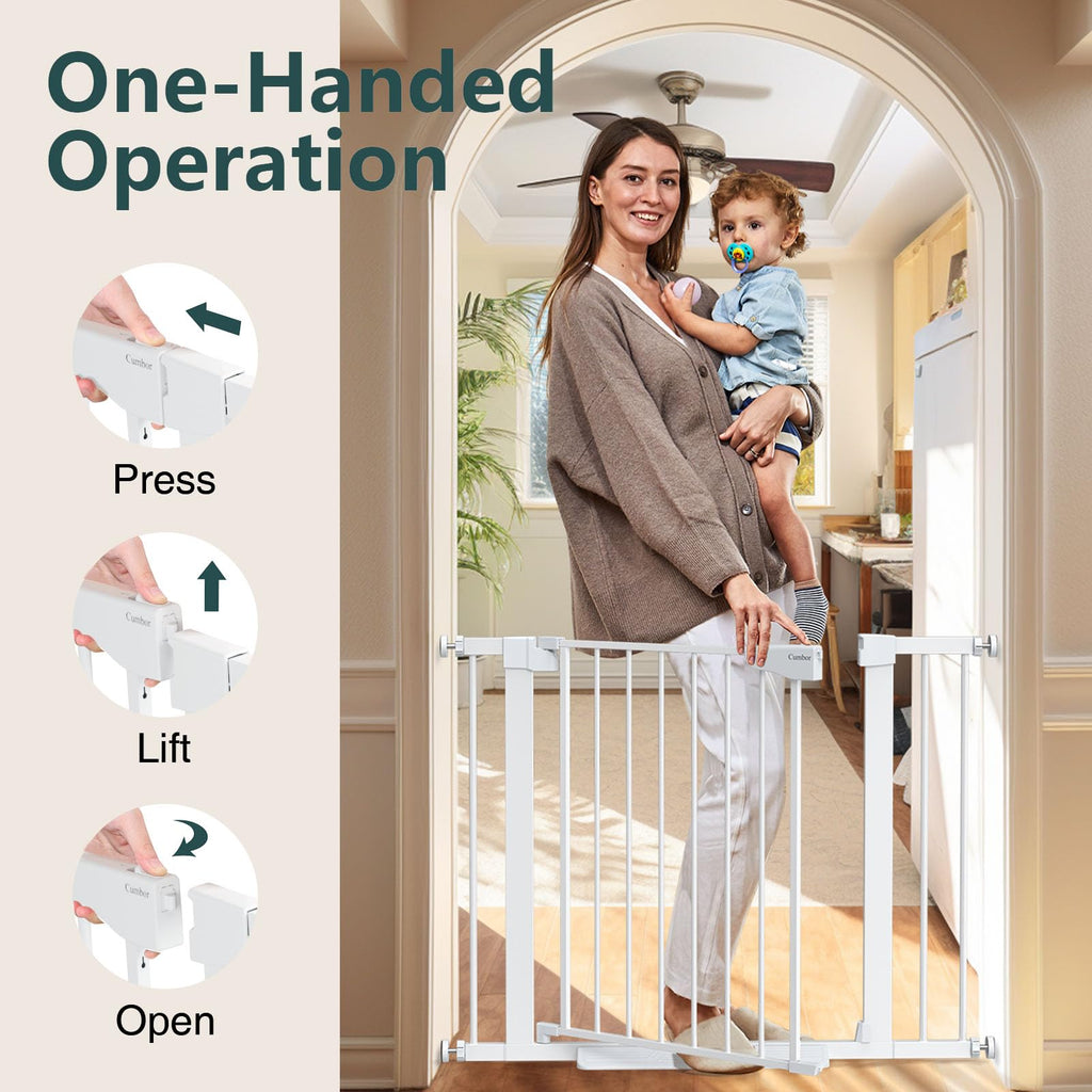 30-40.6 in Baby Gate for Stairs and Doorways, Dog Gate Indoor White