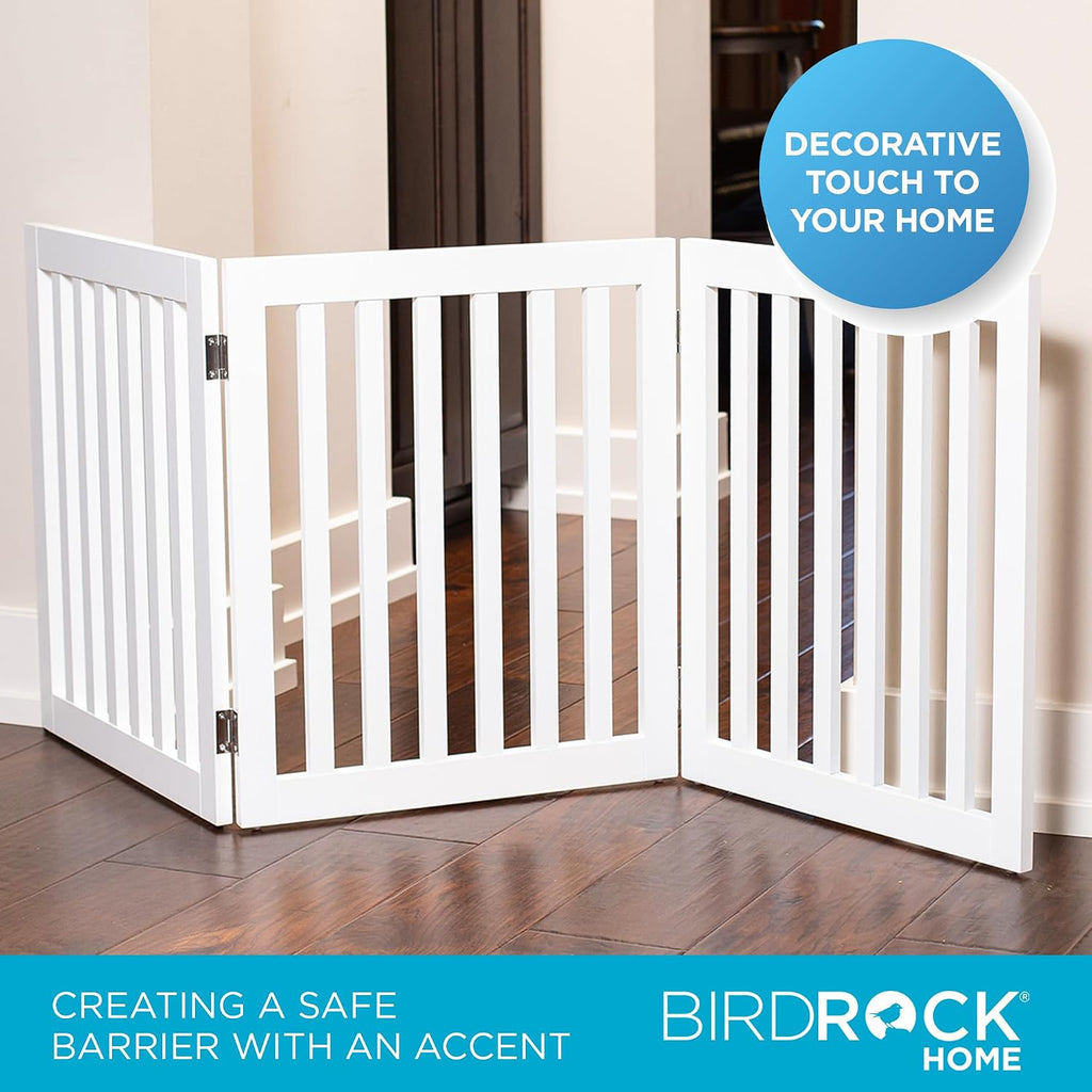 Dog Gate Indoor Freestanding Pet Barrier, Folding Wood Dog Fence, Extra Wide Doorway Puppy Gate, Indoor Animal
