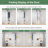 Bifold Barn Door 24x84 Inch (Double 12x84), Preassembled White Frosted Glass Cross Transparent Bifol