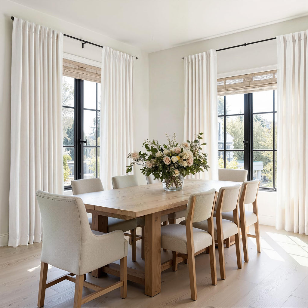 Cream Ivory 84 Inches Long Velvet Curtains White Elegant Boho Soft Velvet Light Blocking Privacy Window Curtain