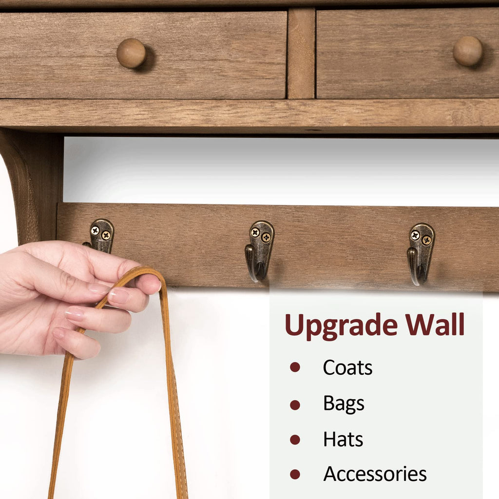 Coat Hooks Mounted, Rustic Wood Coat Rack Mount Shelf with Hooks, Farmhouse Coat Rack with Shelf & Coat Hook