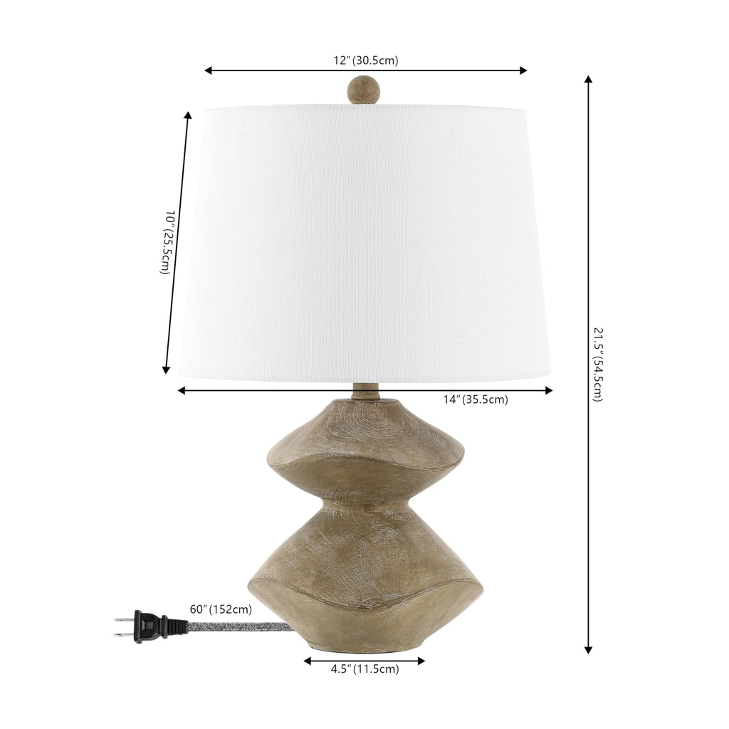 Laken 21.5" 2-Stack Cairn LED Table Lamp, Brown Wood Finish
