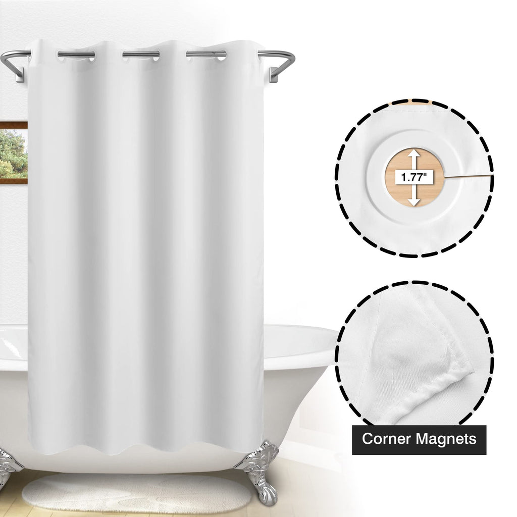 No Hook Stall Shower Curtain or Liner Microfiber White, 60x74
