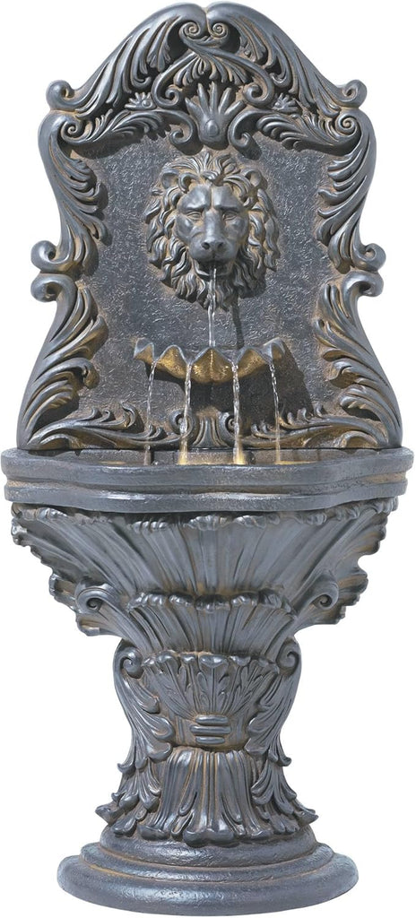 Royal Lion Acanthus 50" High Large Italian Indoor Outdoor Decor Faux Stone Floor Fountain with Light LED Statue